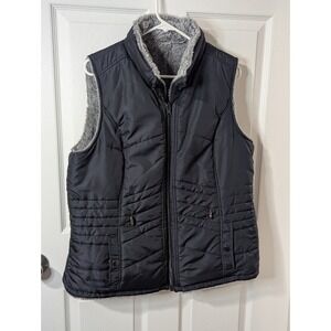 KC Collection Reversible Vest Black/Gray Faux Fur Women's Size XL